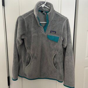 Patagonia Re-Tool Snap-T Grey + Teal Pullover | Small | EUC